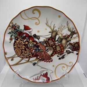 Williams Sonoma 'Twas The Night Before Christmas Santa Sleigh Salad 8" Plate